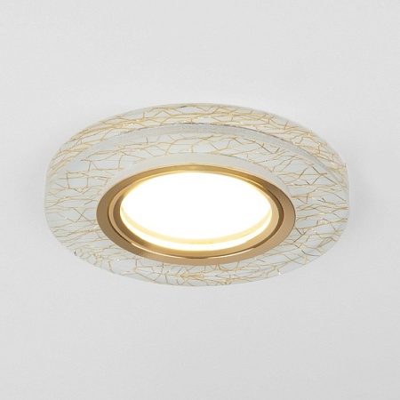 Точечный светильник с LED подсветкой 8371 MR16 WH/GD белый/золото - фото