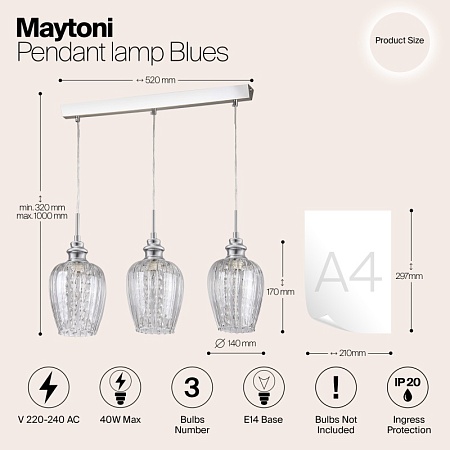 Подвесной светильник Maytoni Blues MOD044-PL-03-N - фото