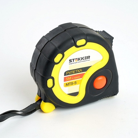 Рулетка STEKKER, 5 м х 19 мм, прорезиненное покрытие, MTS-5 - фото