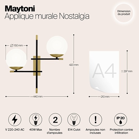 Настенный светильник (бра) Maytoni Nostalgia MOD050WL-02G - фото