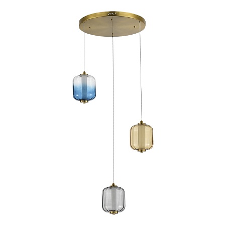 Светильник подвесной ST-Luce Латунь/Янтарный,Дымчатый,Голубой LED 3*11,2W 3000K SL1193.303.03 - фото