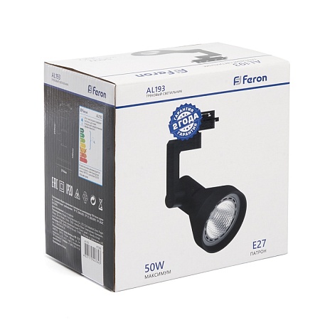 Светильник Feron AL193 трековый однофазный на шинопровод под лампу E27, черный - фото