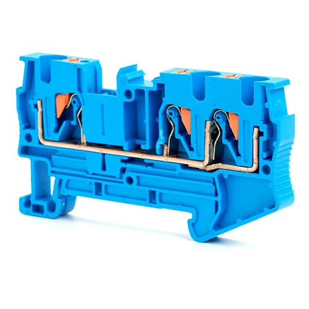 Зажим пружинный, 2-проводной проходной ЗНИ - 4 , JXB PT 4, синий LD572-2-40 - фото