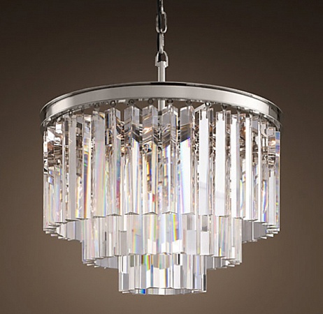 Люстра Rh 1920S Odeon Clear Glass Fringe 3-Tier Chandelier Nickel 36 См Imperiumloft 191624-22 - фото