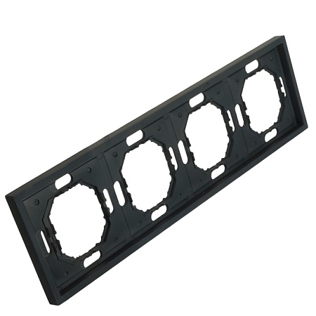 Рамка STEKKER, PFR00-5004-05 4-местная, серия Эмили, черный уголь, soft touch - фото