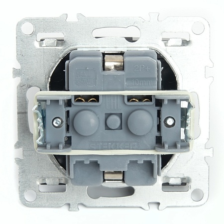 Розетка 1-местная с/з с крышкой (механизм), STEKKER, PST16-9112-03, 250В, 16А с защ. шторкой, серия Эрна, черный - фото