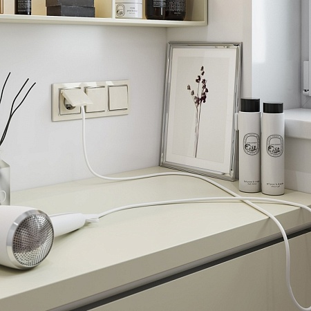 Розетка влагозащ. с зазем. с защит. крышкой и шторками слоновая кость WL03-SKGSC-01-IP44-ivory - фото