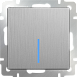 Выключатель одноклавишный с подсветкой cеребряный рифленый WL09-SW-1G-LED - фото
