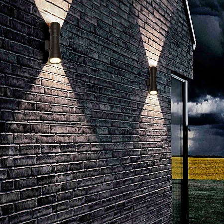 Настенный светодиодный светильник Tube double черный IP54 1502 TECHNO LED Elektrostandard - фото