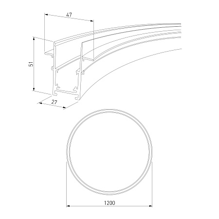 Slim Magnetic Встраиваемый радиусный шинопровод черный ⌀ 1200мм 85159/00 Elektrostandard - фото