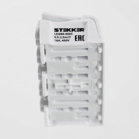 Клемма монтажная STEKKER, LD294-4005, для подключения фазных проводников, 5 контактных групп (3 ввода, 3 вывода на полюс) - фото