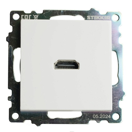 Розетка HDMI 2.1, Type A  (механизм), STEKKER GLS00-7118-01, серия Катрин, белый - фото