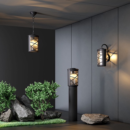 Ландшафтный светильник на столбе Premier F черный IP44 GL 1017F Elektrostandard - фото