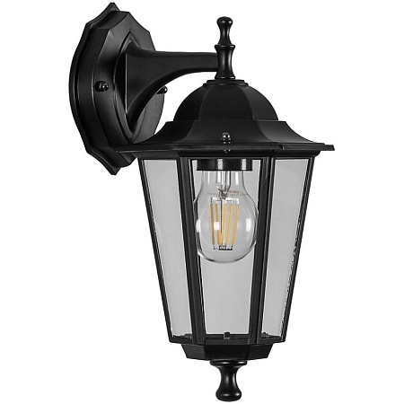 Светильник садово-парковый Feron 6202/PL6202  шестигранный на стену вниз 100W E27 230V, черный - фото