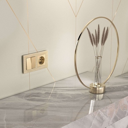 Выключатель двухклавишный проходной шампань W1122011 - фото