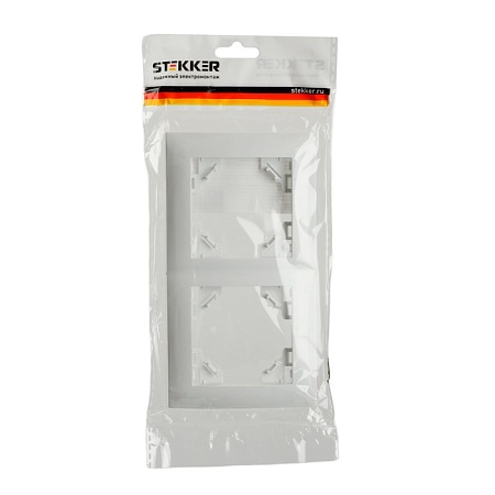 Рамка 2-местная горизонтальная STEKKER, PFR00-9002-01, серия Эрна, белый - фото