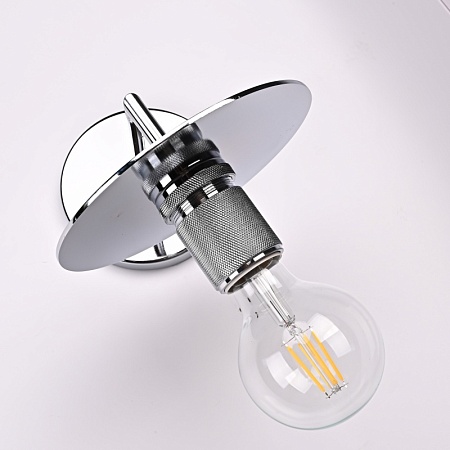 Бра Rh Utilitaire Knurled Disk Shade Sconce Silver Imperiumloft 123283-22 - фото