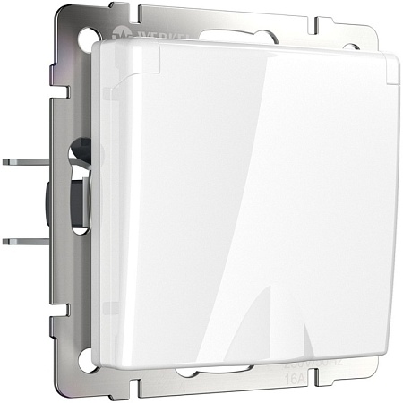 Розетка влагозащ. с зазем. с защит. крышкой и шторками белая WL01-SKGSC-01-IP44 - фото