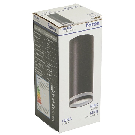 Светильник потолочный Feron ML100 Barrel LUNA MR11 GU10 35W 230V, черный - фото
