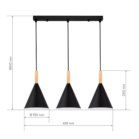 Светильник подвесной Черный/Черный E27 3*40W SLE1255-403-03 - фото