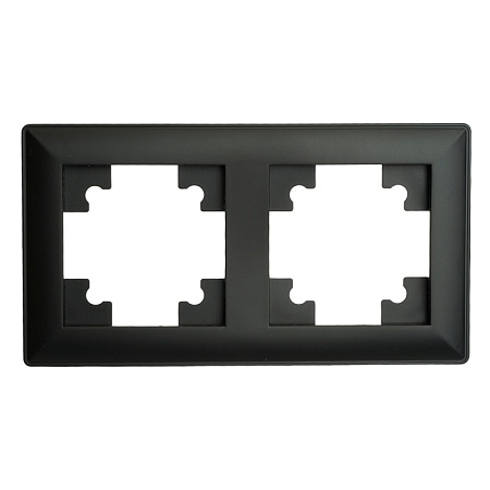 Рамка STEKKER, PFR00-7002-05 2-местная, пластик, серия Катрин, черный - фото