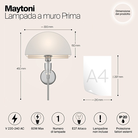 Настенный светильник (бра) Maytoni Prima Z034WL-01CH - фото