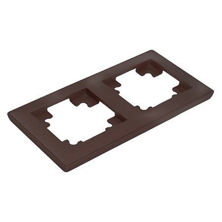 Рамка STEKKER, PFR00-7002-04 2-местная, пластик, серия Катрин, шоколад - фото