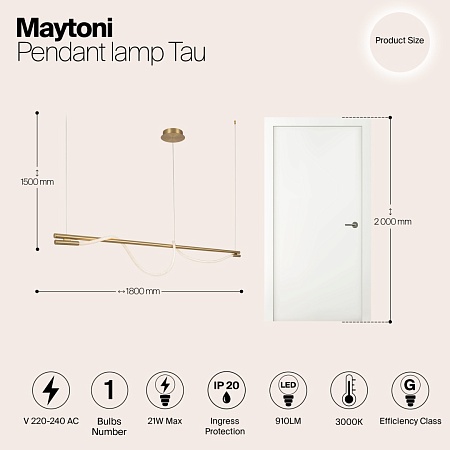 Подвесной светильник Maytoni Tau MOD166PL-L20G3K - фото