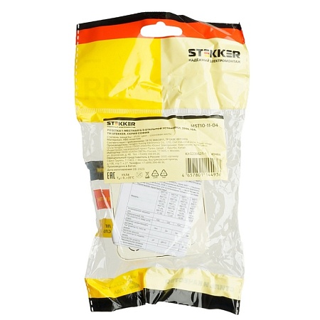 Розетка 3-местная б/з открытой установки, STEKKER, 250В, 10А, IP20, серия София, серебро, MST10-13-03 - фото