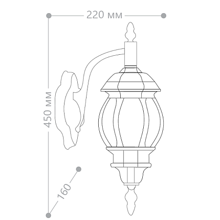 Светильник садово-парковый Feron 8102/PL8102 восьмигранный на стену вниз 100W E27 230V, черное золото - фото