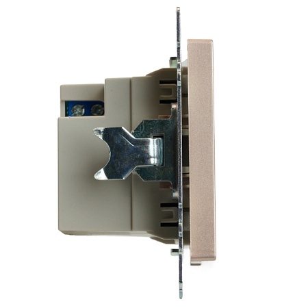 Розетка 2-местная USB + type C (механизм), STEKKER GLS10-7116-02, 250B, 3A, max 20W, серия Катрин, шампань - фото