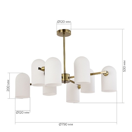 Светильник потолочный Бронза/Молочно-белый E14 8*40W SLE1047-302-08 - фото