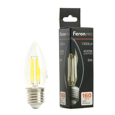 Лампа светодиодная Feron.PRO LB-1208 Свеча E27 1300LM 8W 175-265V 4000K - фото