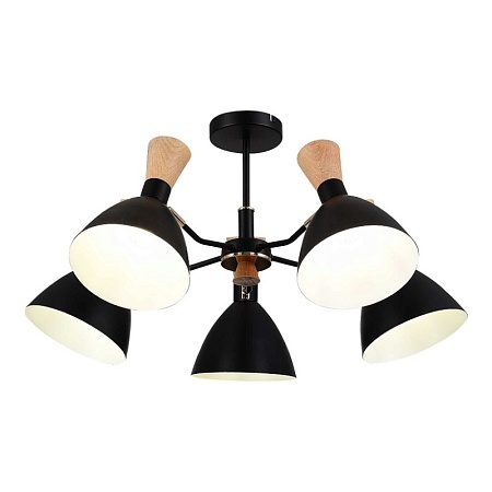 Светильник потолочный Черный/Черный, Светлое дерево, Золотистый E14 5*40W SLE1256-402-05 - фото