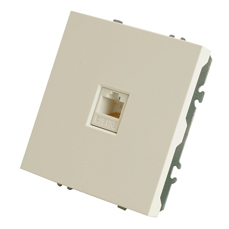 Розетка компьютерная 1-местная RJ-45 (механизм), STEKKER, серия Эмили, RST00-5117-01, белый фарфор, soft touch - фото