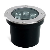 Светодиодный светильник тротуарный (грунтовый) Feron SP2802, 6W, AC/DC12-24V, низковольтный, 3000К, металлик, D120*H90mm, вн.диаметр: 90mm, IP67