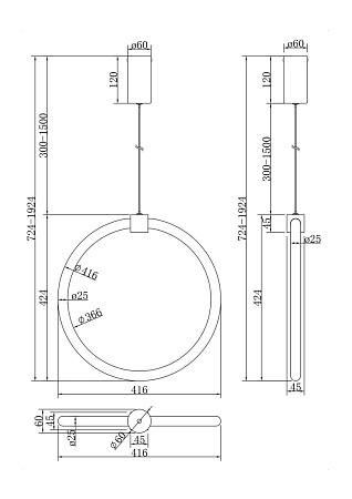 Подвесной светильник Maytoni Anillo MOD315PL-L20G3K - фото