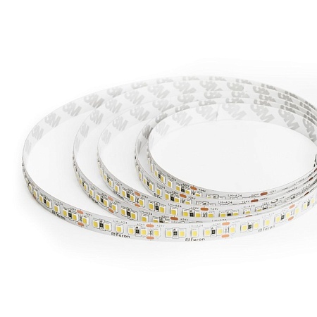 Светодиодная LED лента Feron LS502, 180SMD(2835)/м 16Вт/м 24V 5000*10*1.22мм 3000К IP20 - фото