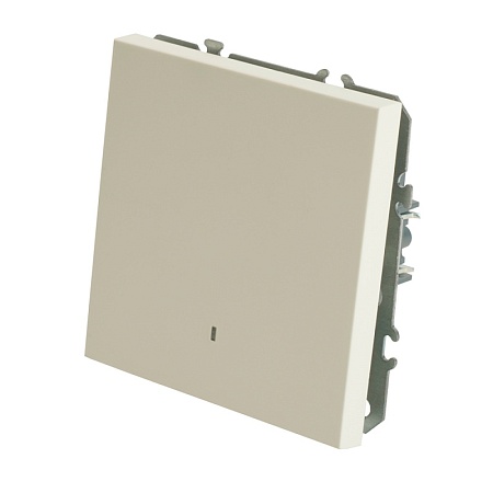 Выключатель 1-клавишный c индикатором (механизм), STEKKER, 250В, 10А, серия Эмили, RSW10-5101-01, белый фарфор, soft touch - фото