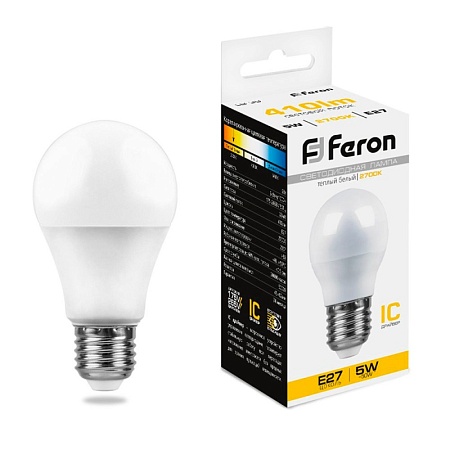 Лампа светодиодная Feron LB-38 Шарик E27 5W 175-265V 2700K - фото