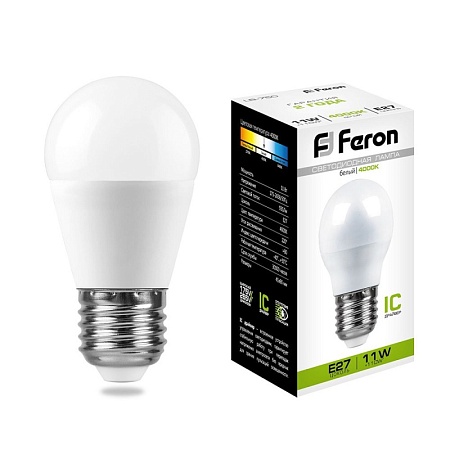 Лампа светодиодная Feron LB-750 Шарик E27 11W 175-265V 4000K - фото