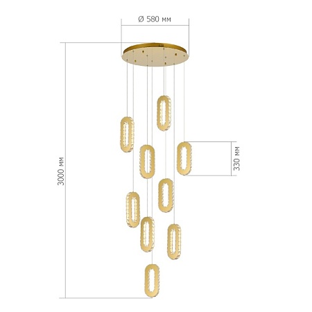Светильник подвесной ST-Luce Золотистый/Золотистый, Прозрачный LED 9*9W 3000K SL6506.203.09 - фото