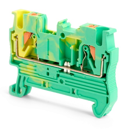 Зажим пружинный, 2-проводной проходной ЗНИ - 2,5 , JXB PT  2,5 , желтый, зеленый LD572-1-25 - фото
