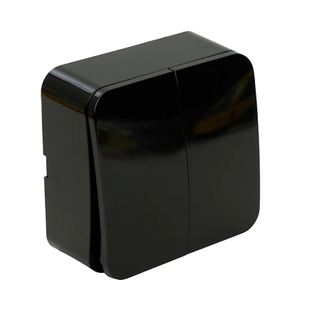 Выключатель открытой установки 2-клавишный, STEKKER, 250В, 10А, IP20, серия София, черный, MSW10-20-02 - фото