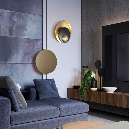 Бра Джаггер Black Wall Lamp Round Gold Imperiumloft 149472-22 - фото
