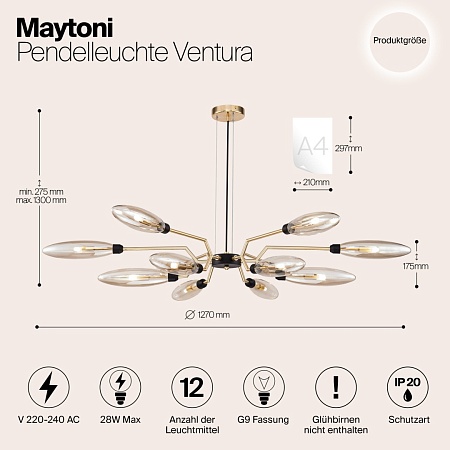 Подвесной светильник Maytoni Ventura MOD012CL-12G - фото