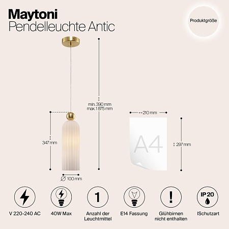 Подвесной светильник Maytoni Antic MOD302PL-01W - фото