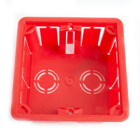 Коробка монтажная для сплошных стен, с крышкой, 92*92*45мм STEKKER EBX30-01-1-20-92, красный - фото