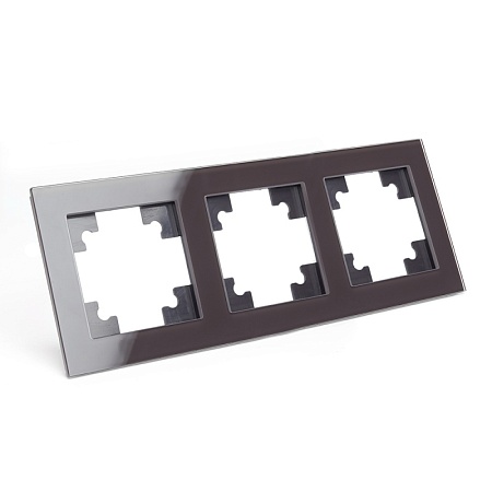 Рамка 3-местная, стекло, STEKKER, GFR00-7003-04,серия Катрин, шоколад - фото