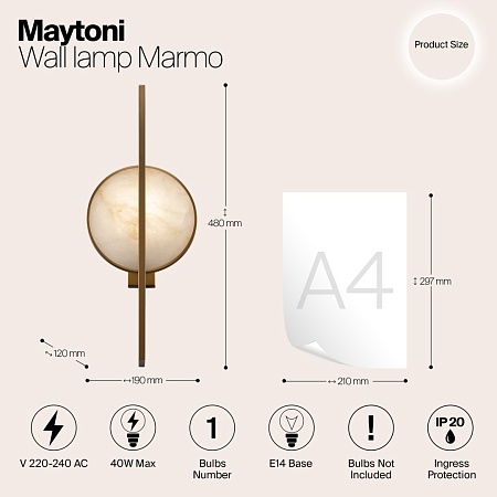 Настенный светильник (бра) Maytoni Marmo MOD099WL-01G - фото